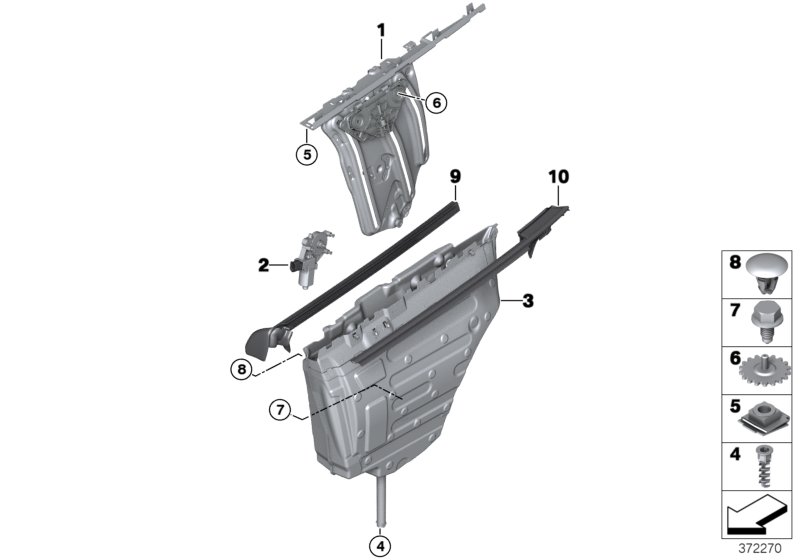 Door window lifting mechanism rear