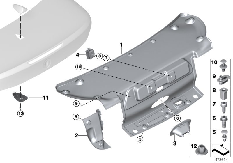 Trim panel, trunk lid