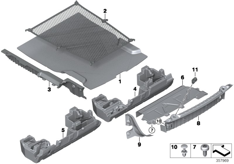 Trim panel, trunk floor