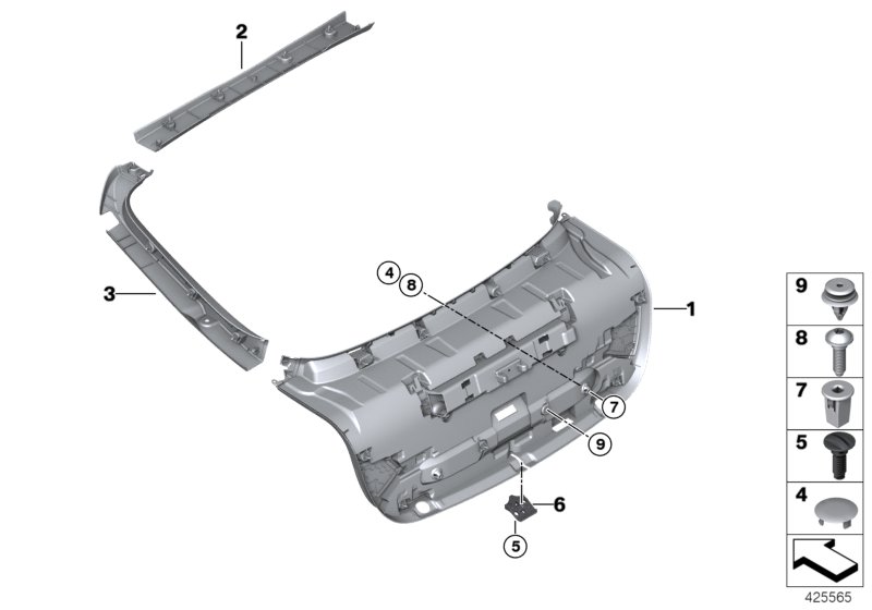 Trim panel, trunk lid
