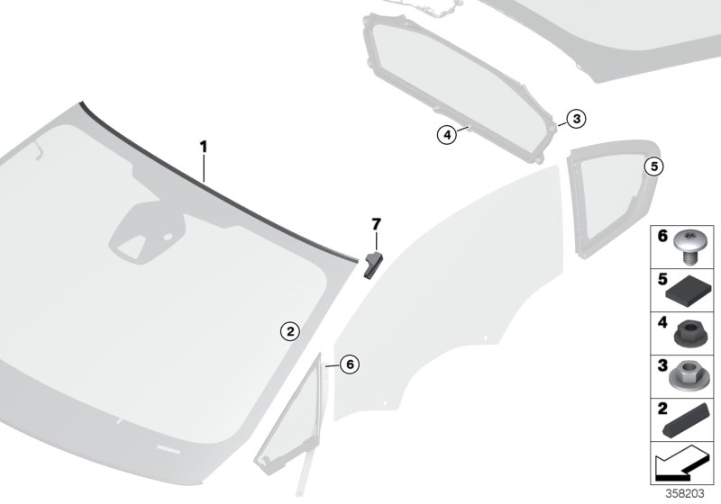 Glazing, mounting parts