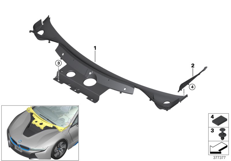 Trim panel, cowl panel, exterior