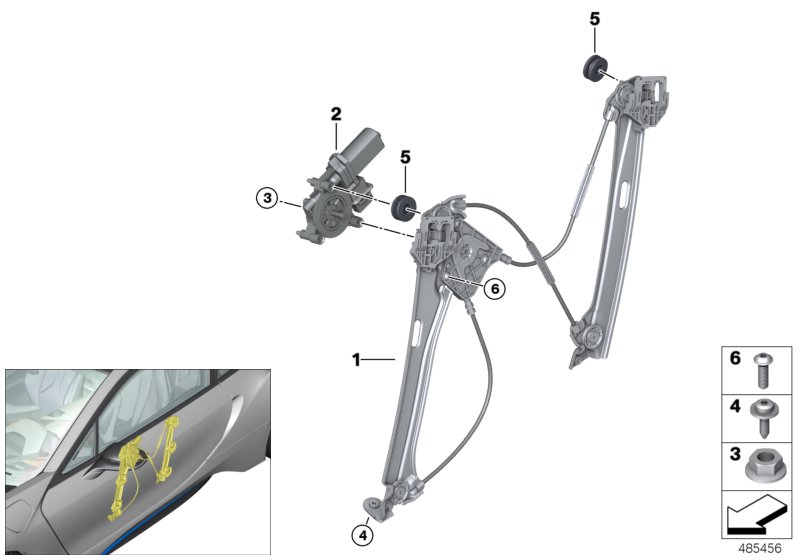 Door window lifting mechanism front