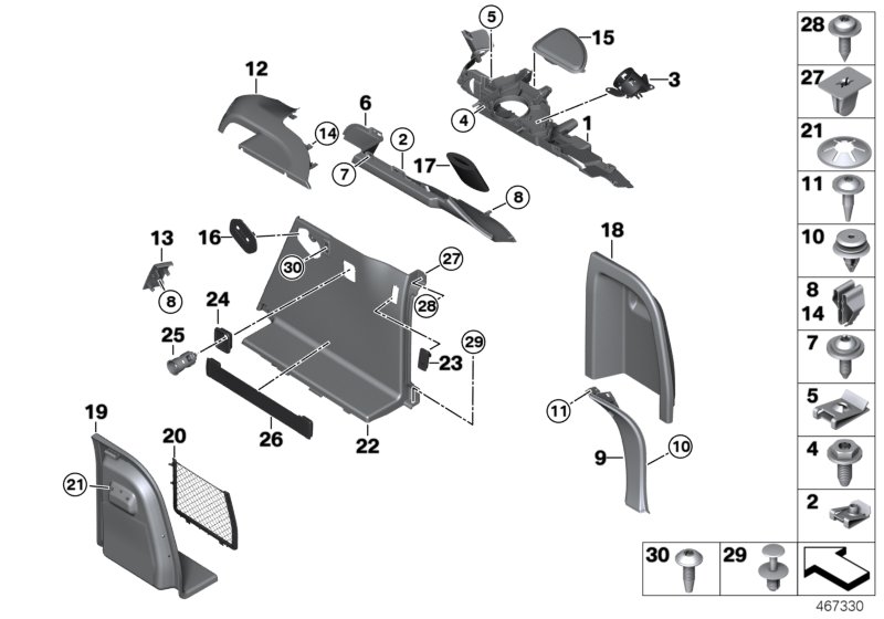 Lateral trunk floor trim panel