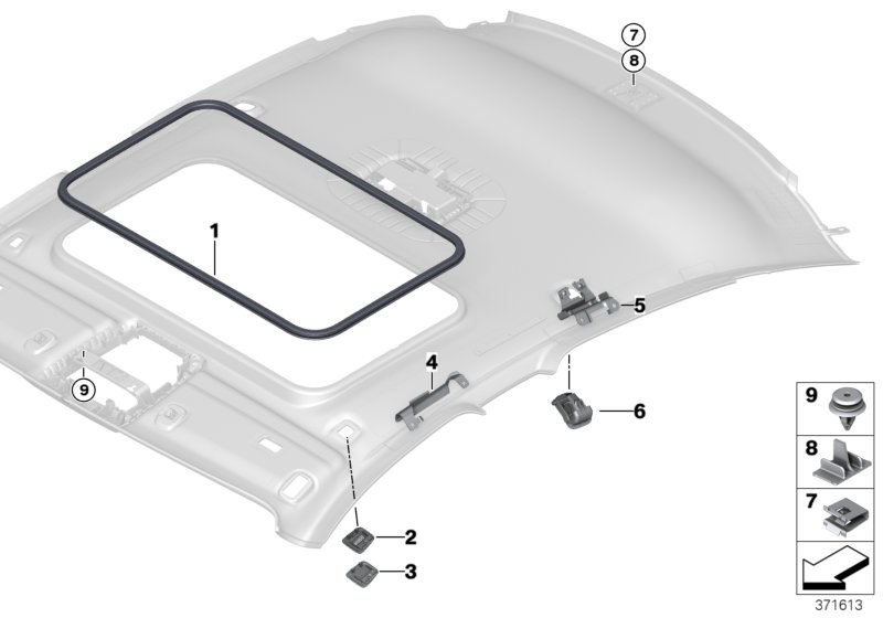 Mounting parts, roofliner