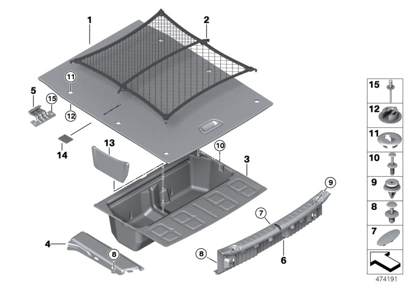 Trim panel, trunk floor