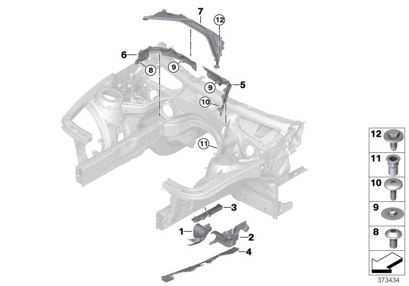 Mounting parts, engine compartment