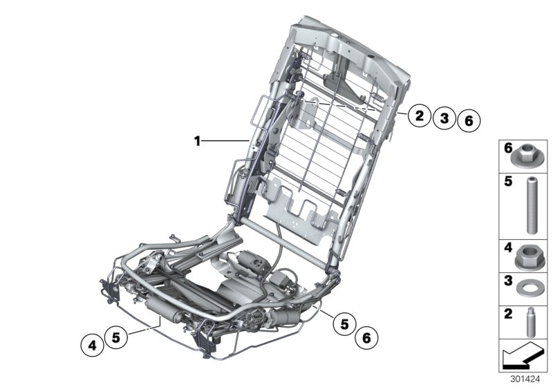 Seat, rear, seat frame