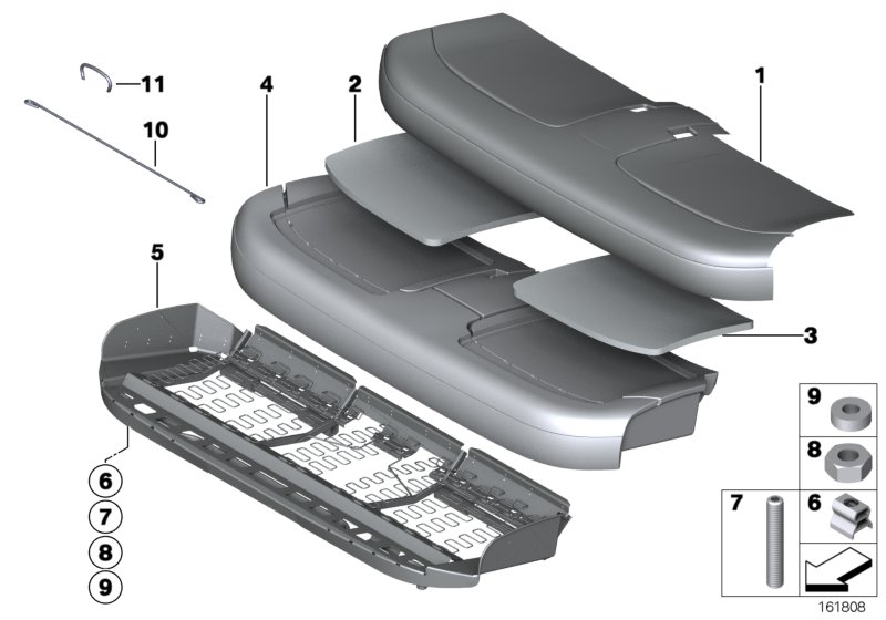 Seat, rear, cushion, & cover, basic seat