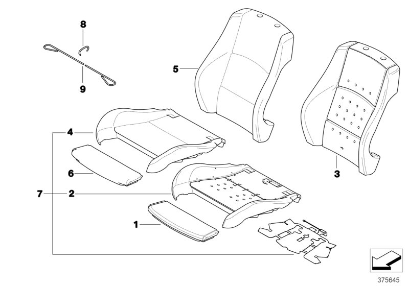 Seat, front, cushion &cover, sports seat