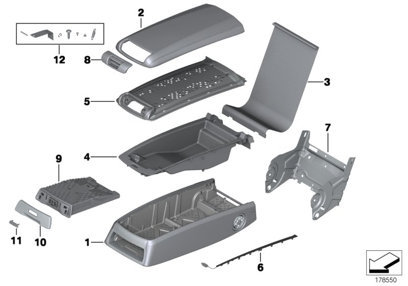 Seat, rear, centre armrest, basic