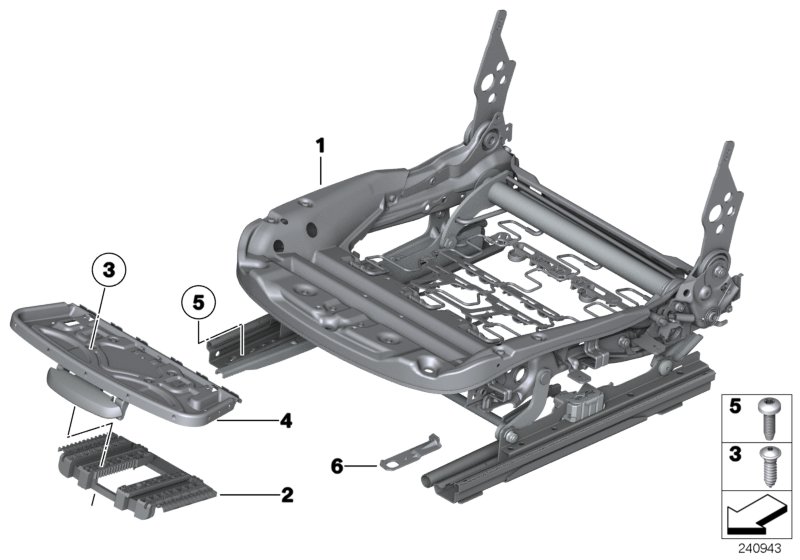 Seat, front, seat frame