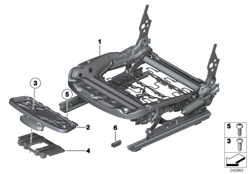 Seat, front, seat frame