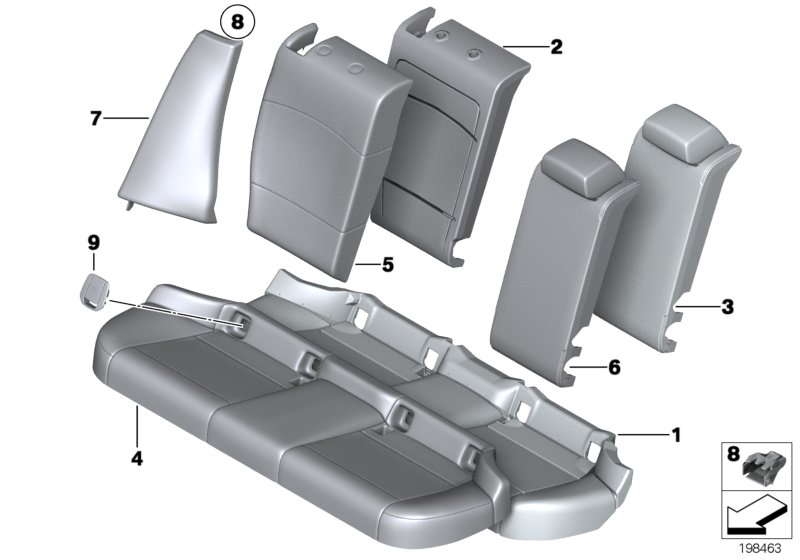 Seat, rear, cushion, & cover, basic seat