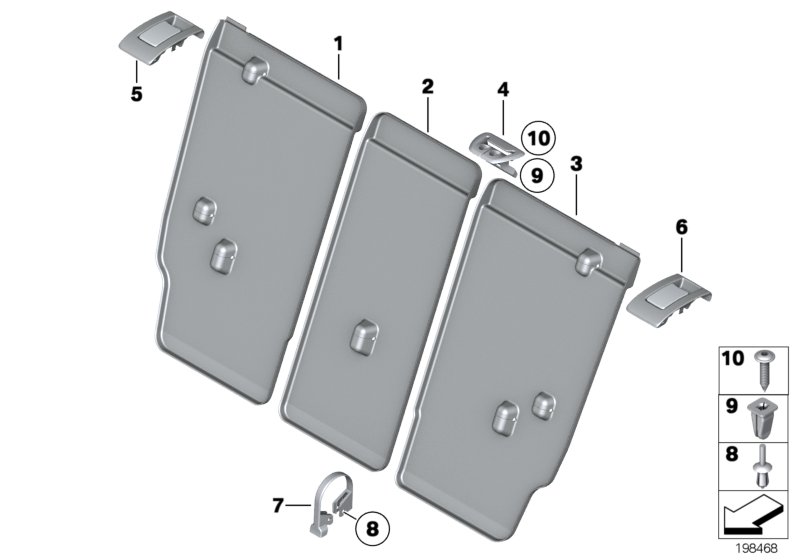 Seat, rear, seat trims