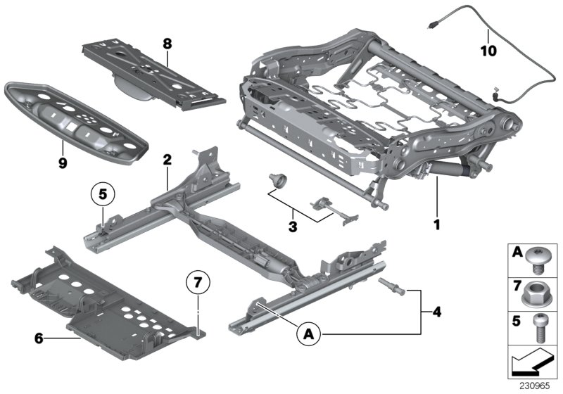Seat, front, seat frame