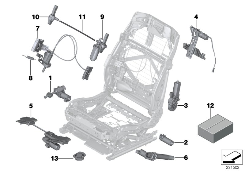 Seat, front, electrical system & drives