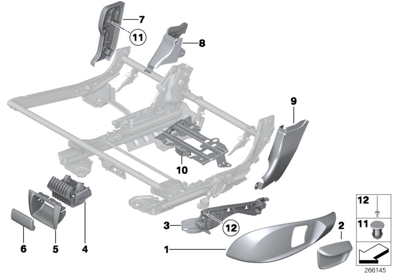 Seat, rear, seat trims