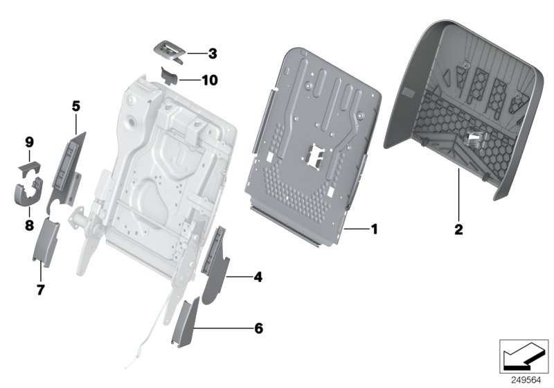 Seat, rear, backrest trims