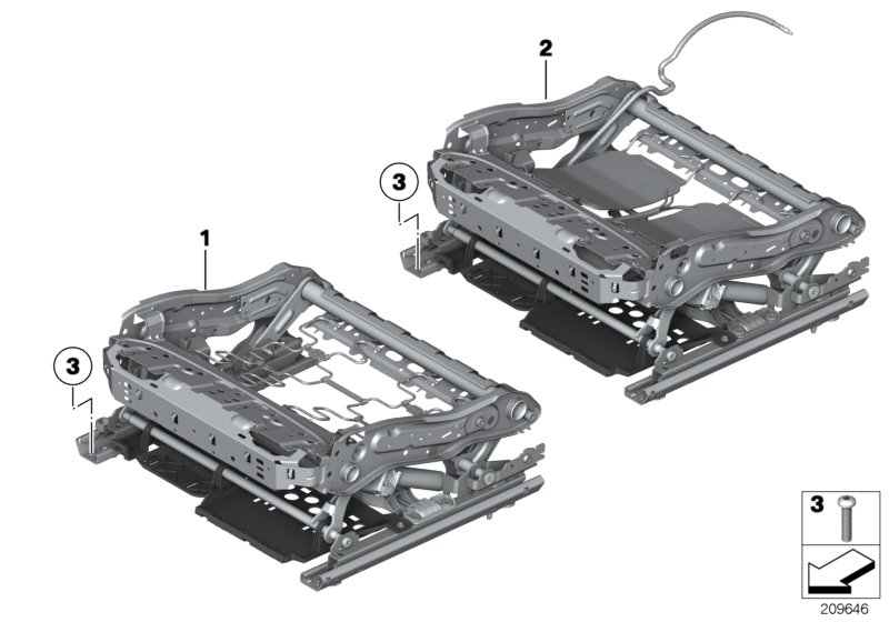 Seat, front, seat frame