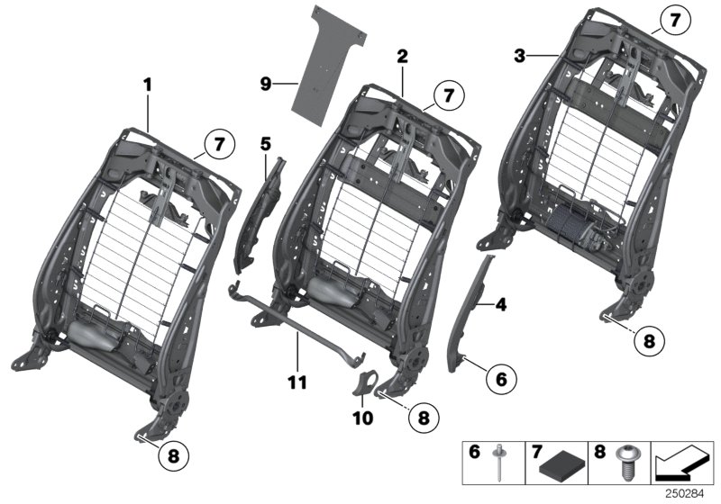 Seat, front, backrest frame