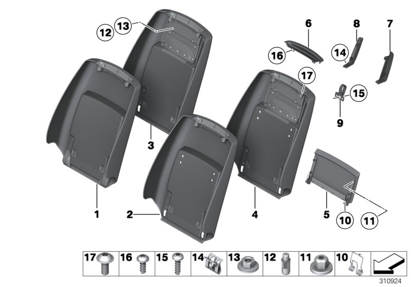 Seat, front, rear panel I