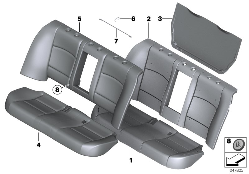 Seat, rear, cushion, & cover, basic seat