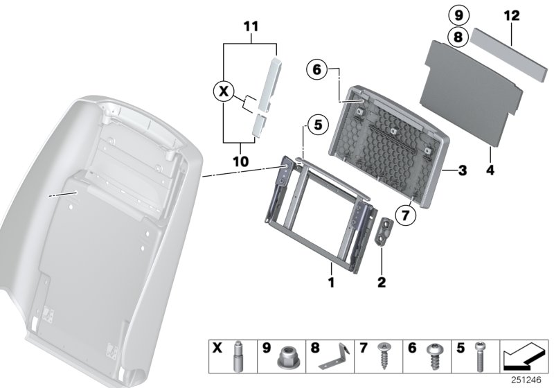 Seat, front, rear panel II