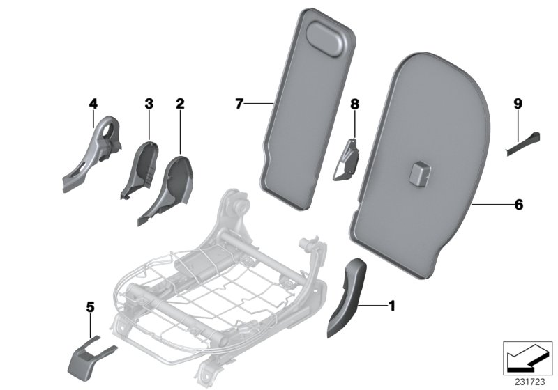 Seat, rear, seat trims