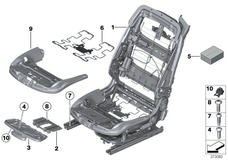 Seat, front, seat frame