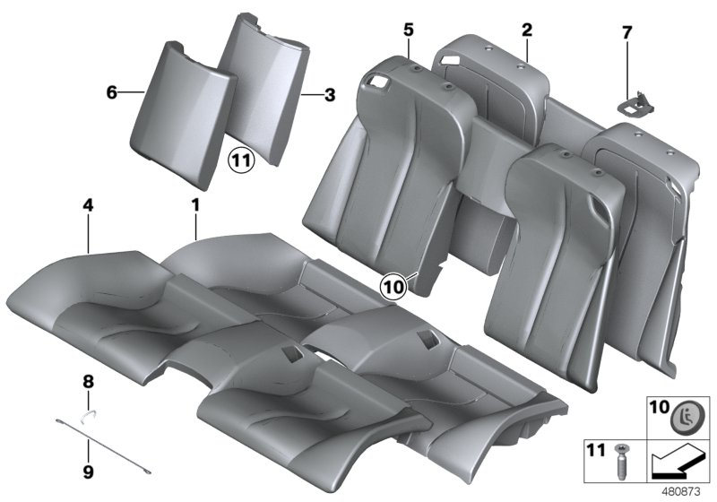 Seat, rear, cushion, & cover, basic seat