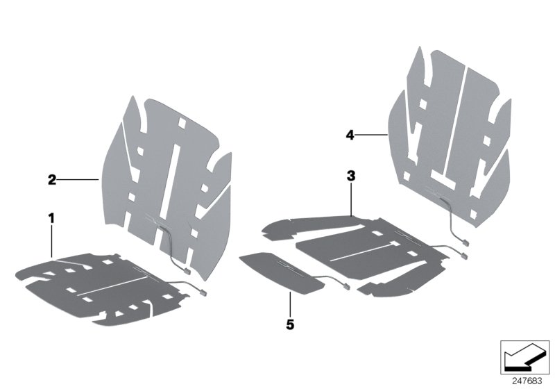Electrical parts, seat heating, front