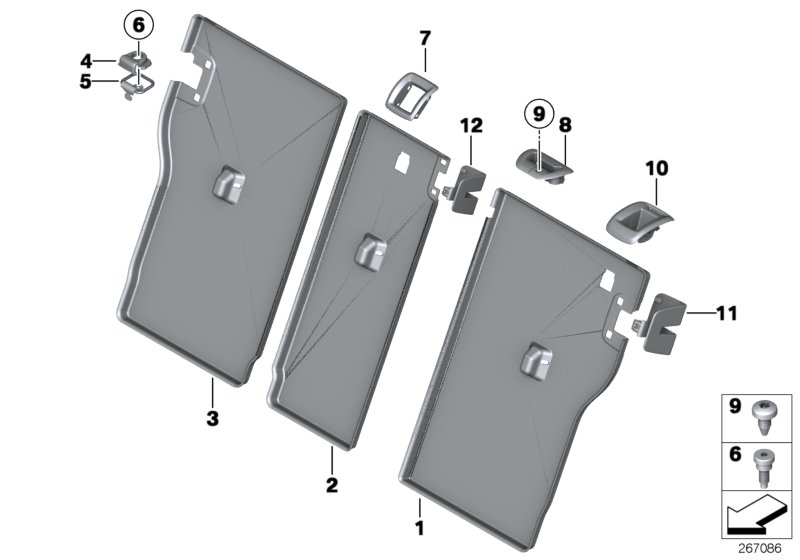 Seat, rear, seat trims