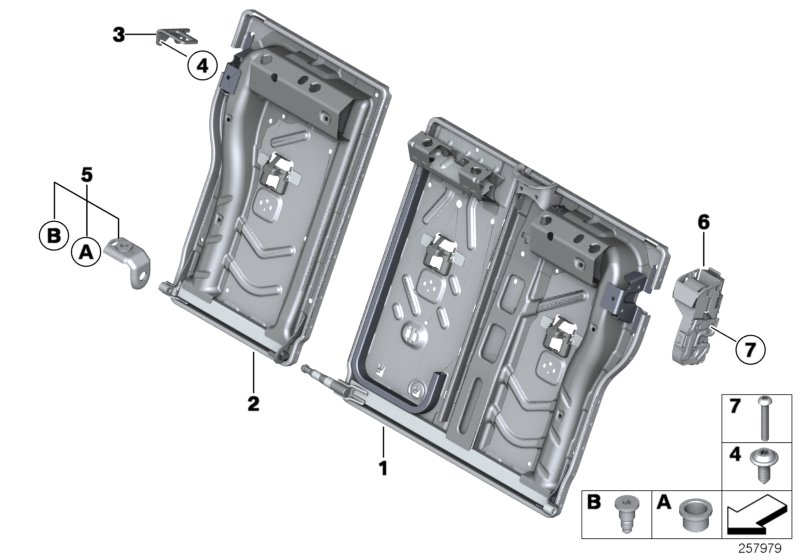 Seat, rear, seat frame, basic seat