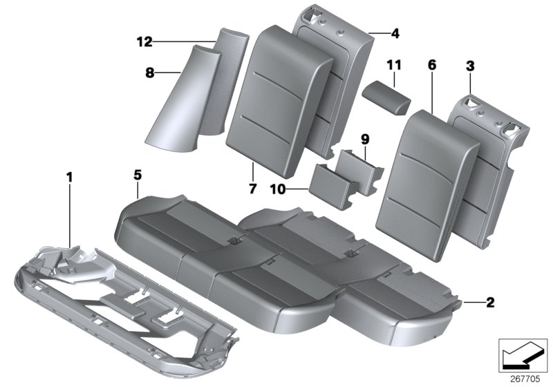 Seat, rear, cushion, & cover, basic seat