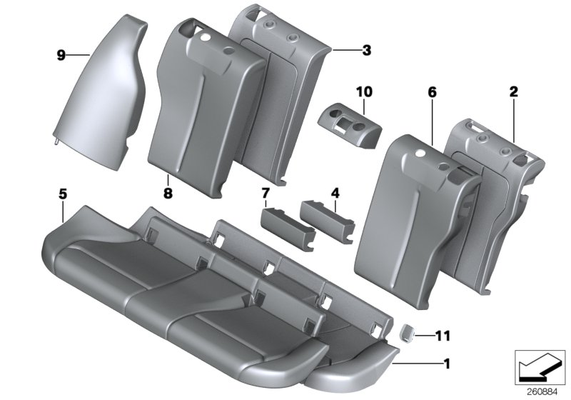 Seat,rear,cushion&cover, through-loading