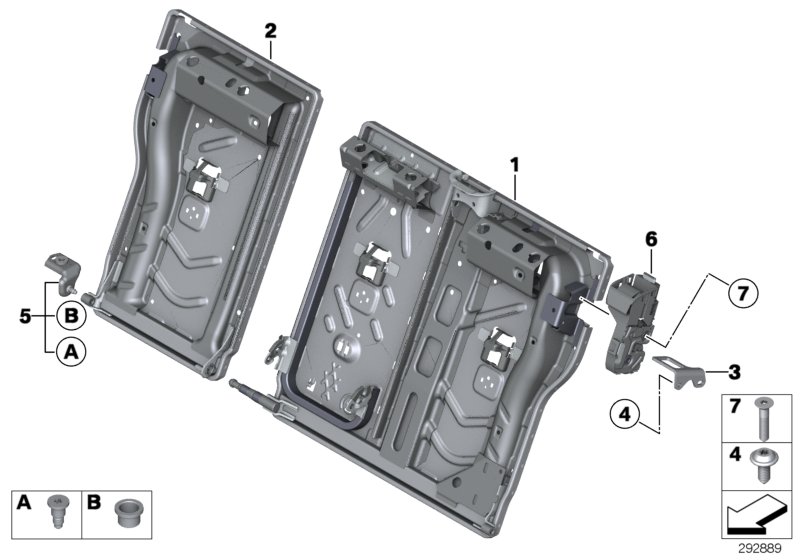 Seat, rear, seat frame, basic seat