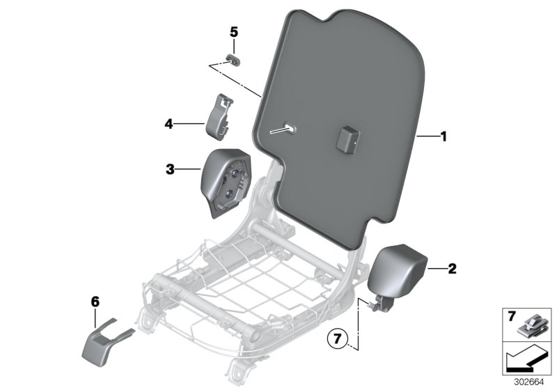 Seat, rear, seat trims