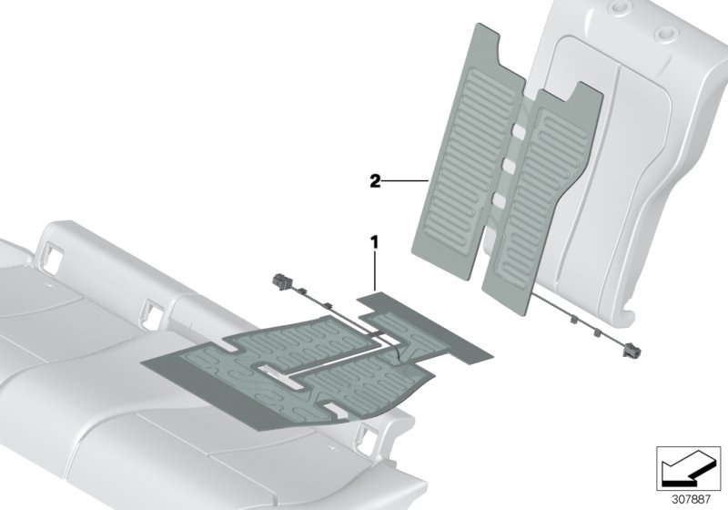 Electrical parts, seat heating, rear