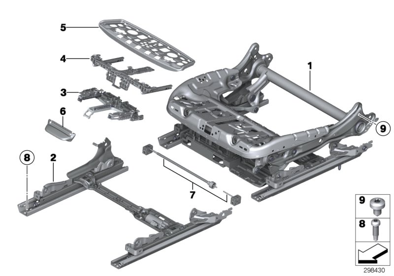 Seat, front, seat frame