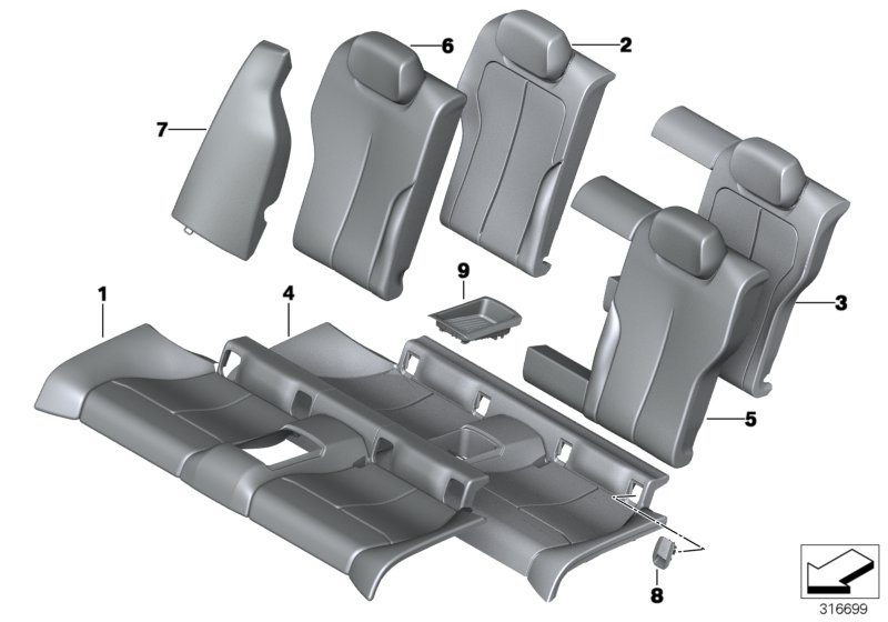 Seat, rear, cushion, & cover, basic seat