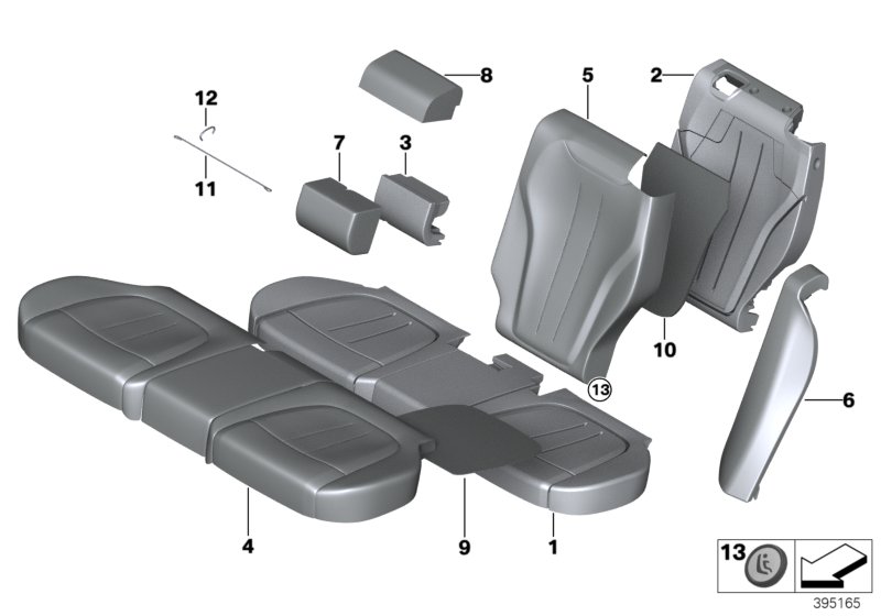 Seat, rear, cushion, & cover, basic seat