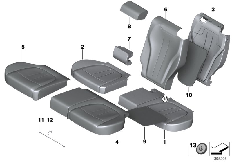 Seat, rear,cushion, & cover,comfort seat