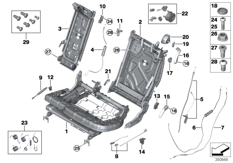 Seat, rear, seat frame, comfort seat