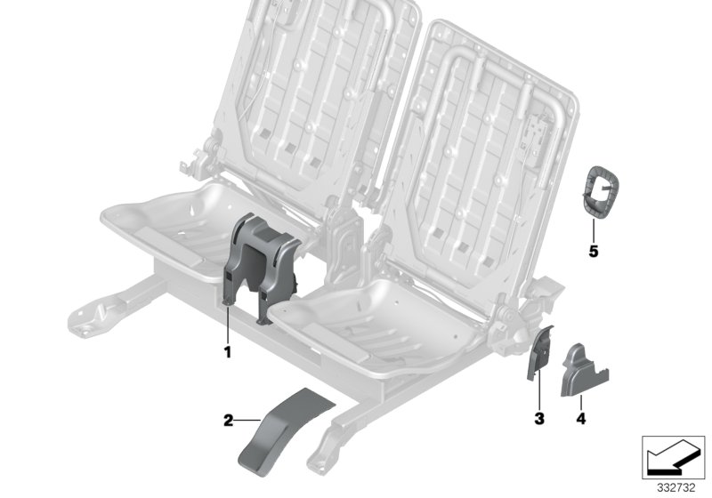 Seat, rear, trims, 3rd row