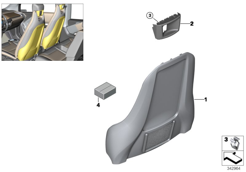 Set, front, backrest trims