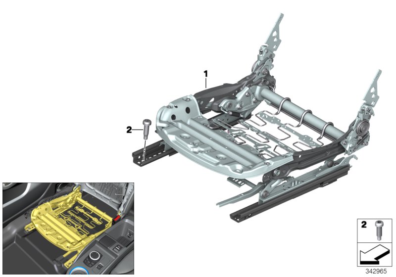 Seat, front, seat frame