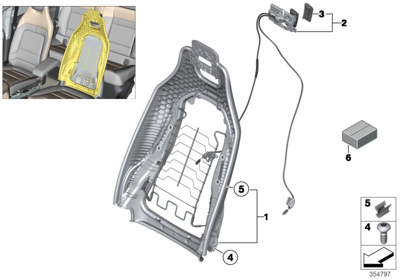 Seat, front, backrest frame