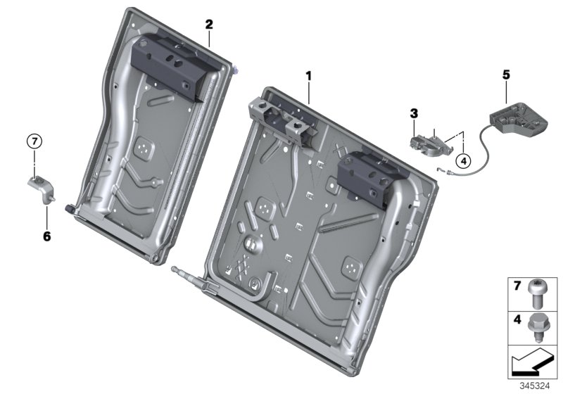 Seat, rear, seat frame, basic seat