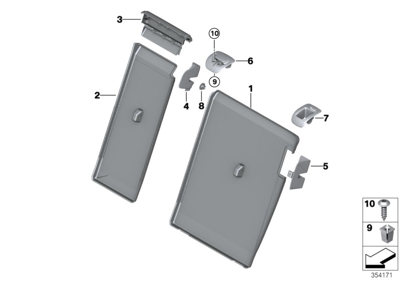 Seat, rear, backrest trims